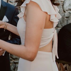 BHLDN blush bridesmaid dress.